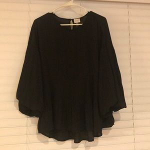 Black bell sleeve blouse